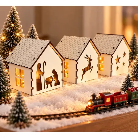 Casinhas Vila Natalina Branca Decoração Natal Trio Com Led