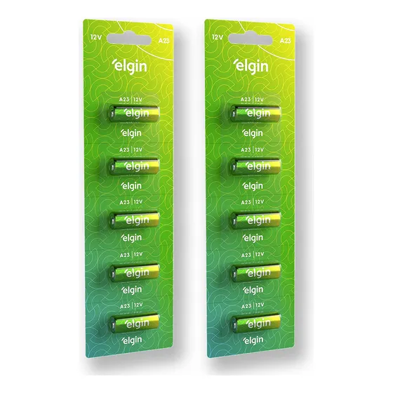 Pilha Alcalina 23a Elgin Bateria Mn21 V23ga A23 Kit 10 Un