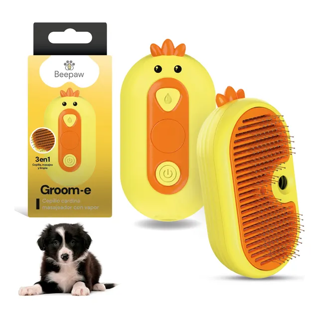 Cepillo Vapor Mascotas Beepaw Groom-e Cardina Metal Premium
