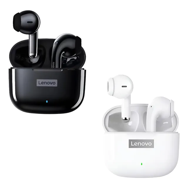 Combo X2 Audífonos Bluetooth Lenovo Lp40 Pro Blanco Y Negro