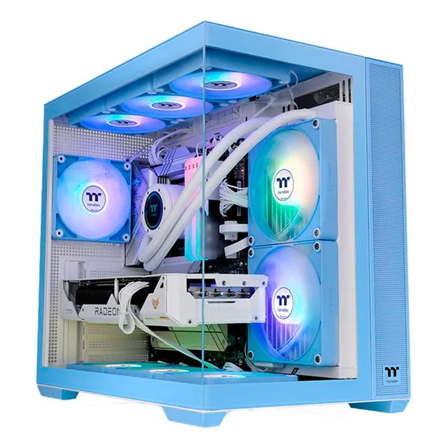 Caja Atx Thermaltake View 380 Tg Argb Color Celeste
