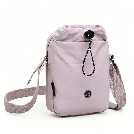 Mochila de bolso, bolsa de ombro única, impermeável, com compartimento independente para copo e espaço para telemóvel e chaves Rosa