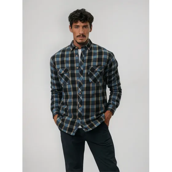 Camisa A Cuadros Forro De Corderito Ufo Lumberjack Azul