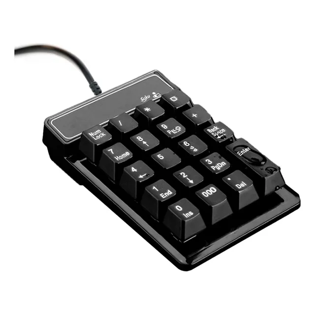 Mini Teclado Numérico Cable Con Usb 19 Teclas Para Mac Y Pc Color del teclado Negro