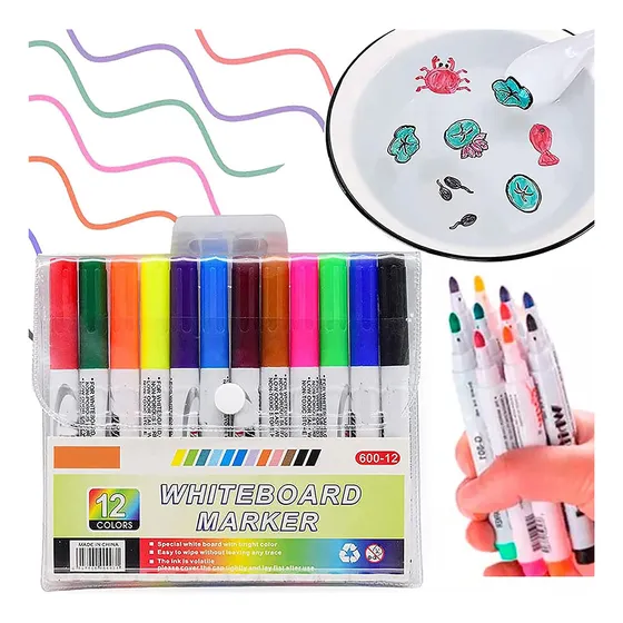 Kit 12 Canetinha Flutua Água Caneta Mágica Desenho Flutuante
