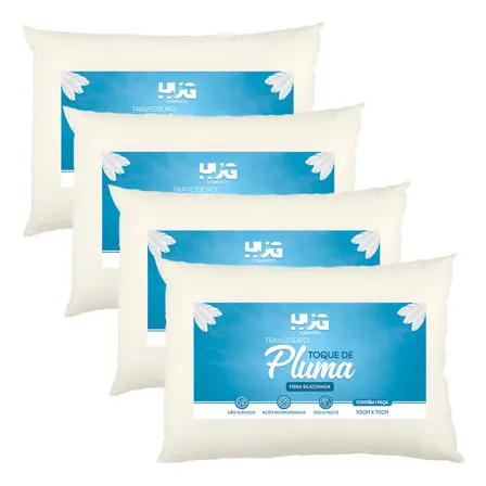 Kit Travesseiros Toque De Pluma Basic Antialergico Macio Branco