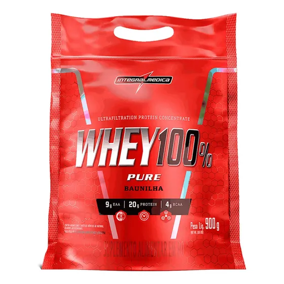 Whey 100% Pure Baunilha 900g Integralmedica - Proteína Concentrada para Crescimento e Definição Muscular