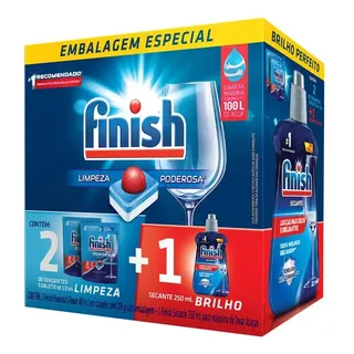 Kit Finish 2 Detergentes Tablete All In 1 Max 235,3g Cada Mais Secante Abrilhantador Para Måquina De Lavar Louças 250ml Finish Powerball Kit Finish 2 Detergentes Tablete All In 1 Max 235,3g Cada Mais Secante Abrilhantador Para Måquina De Lavar Louças 250ml Finish Powerball