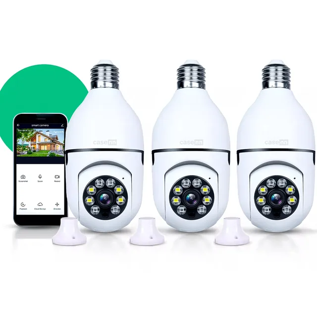 Kit 3 Câmera Lampada De Segurança Ip Wifi Com Visão Noturna Interna Externa App Yoosee Espiã 360º Cor Branco Casenn