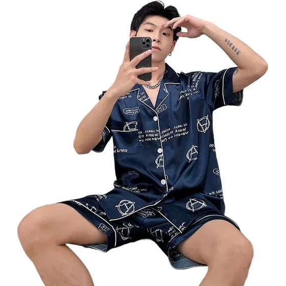 . Pijama De Verano De Símil Seda Casual P/hombre, Talla