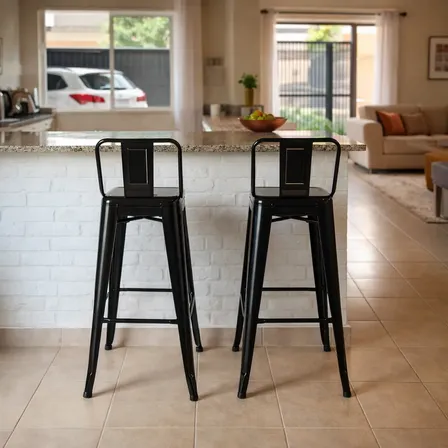 2 Banqueta Tolix Stool Iron Design Industrial Encosto 100cm