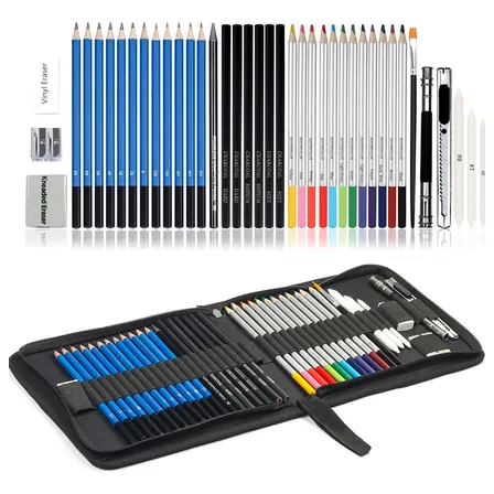 Kit 41 Estojo De Lápis Técnico Desenho Arte Profissional