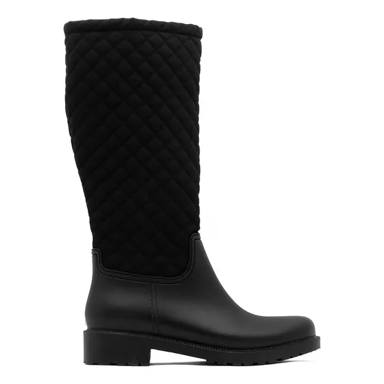 Botas Alta Para Lluvia Andrea Negro Liso Textil Comoda Mujer