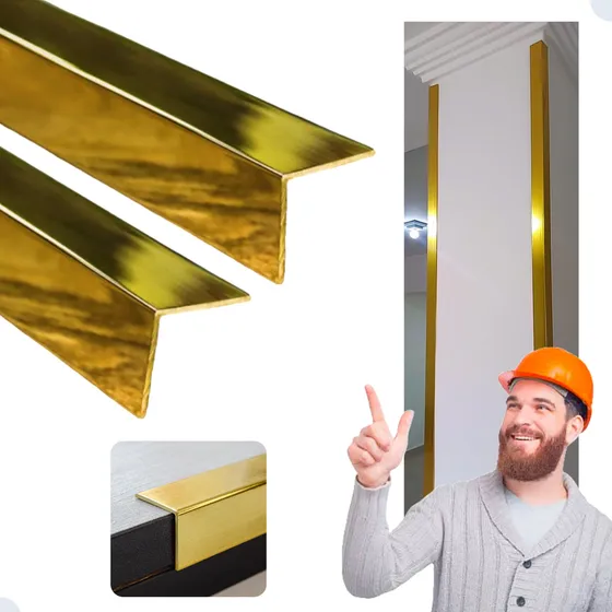 Cantoneira Dourada Kit 6 Barras Aluminio 2 Metros  Luxo Ouro