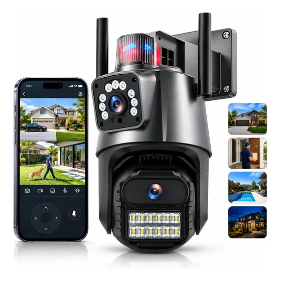 Câmera de Segurança IP VLX P11 8MP 4K Wi-Fi PTZ com Lente Dupla e Visão Noturna Colorida
