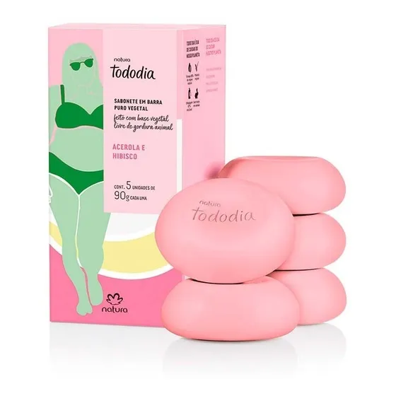 Jabón Natura Tododia acerola e hibisco 5 unidades de 90g