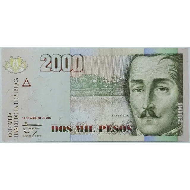 Billete 2000 Pesos 16/ago/2012 Colombia Unc