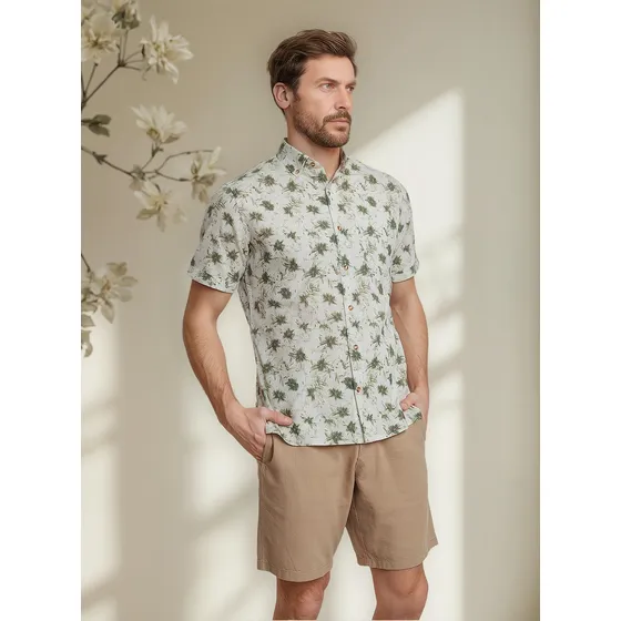 Camisa Algodón Estampada Slim Buck Blanco Trial