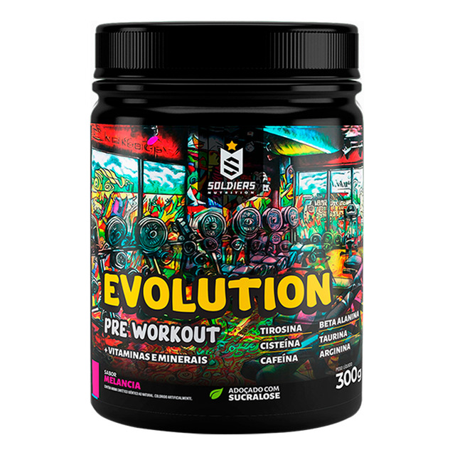 Pré-treino Evolution Pré Workout 300g Sabor Melancia Soldiers Nutrition Pré-treino Evolution Pré Workout 300g Sabor Melancia Soldiers Nutrition