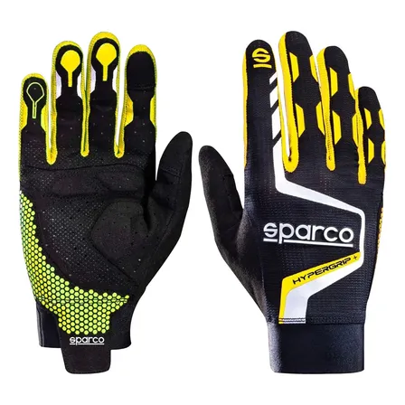 Luva Simulador Corrida Hypergrip Sparco Almofadada Ventilada Cor Amarelo Tamanho 09