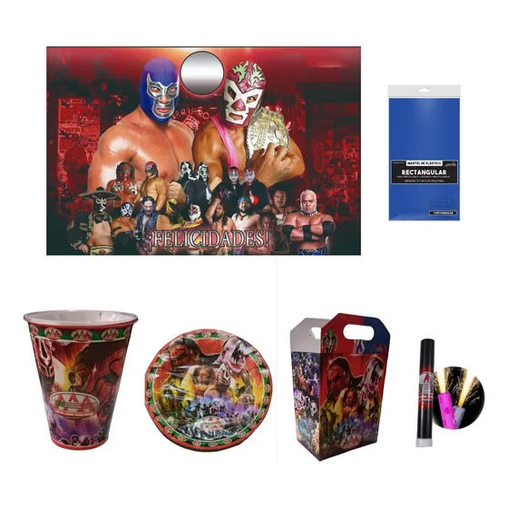Lucha Libre Triple A Paq Fiesta Artículos 10 Niños 