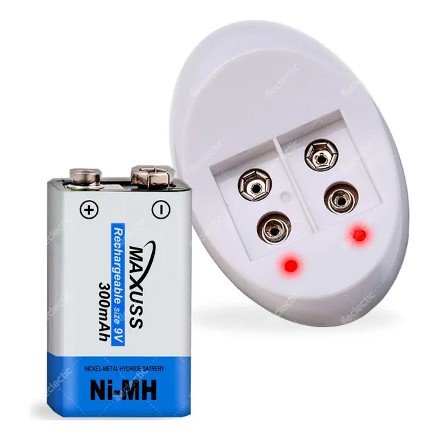 Cargador Dual Y Pila Batería Cuadrada 9v Voltios Recargable