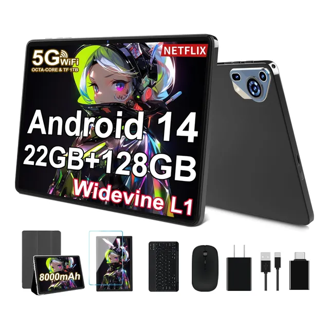 Tablet 10'' Android 14 22+128gb Rom 5g-wifi Bt5 Con Teclado