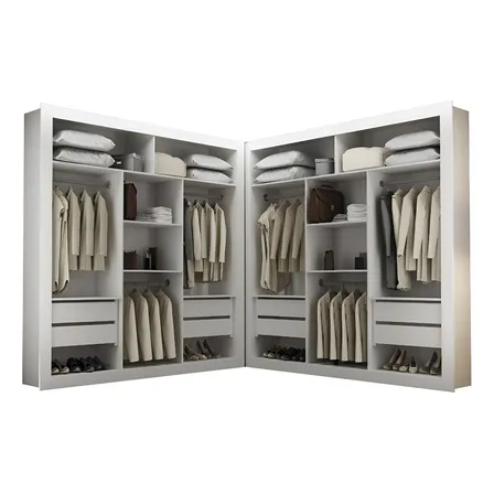 Closet Berlim Branco Mdf Casal 8 Gavetas E 12 Prateleiras Rufato