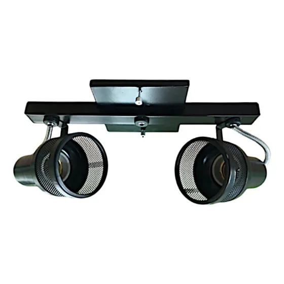 Spot Trilho Duplo Sobrepor Alumínio 110/220v Bocal E27 Preto