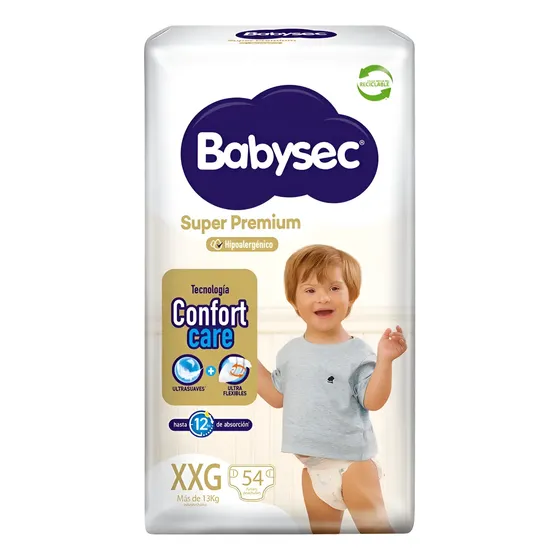 Babysec Super Premium Xxg 54 Unidades Pañales Bebé Cuidado T