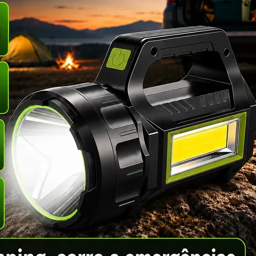 Lanterna Solar E Recarregável Com Led Td-5000a-10w-t6 Fluoreled