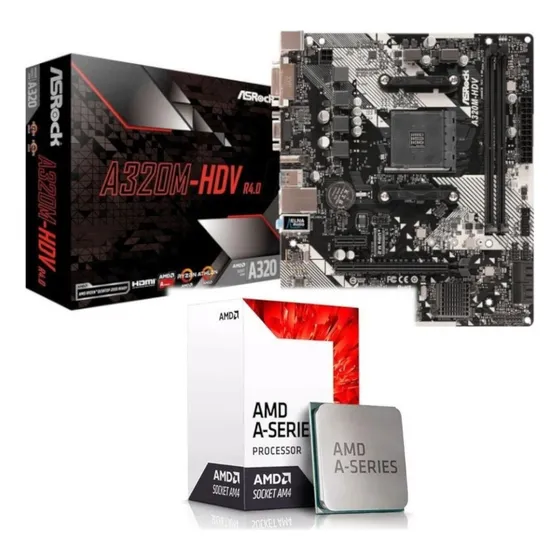 Kit Cpu A6 9500 Amd Am4 + Mb Asrock A320m Mem 4gb Hdv +