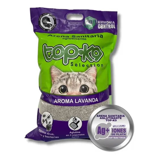 Arena Sanitaria Topk9 Iones De Plata Y Carbon - Lavanda 10kg | Cuotas sin interés