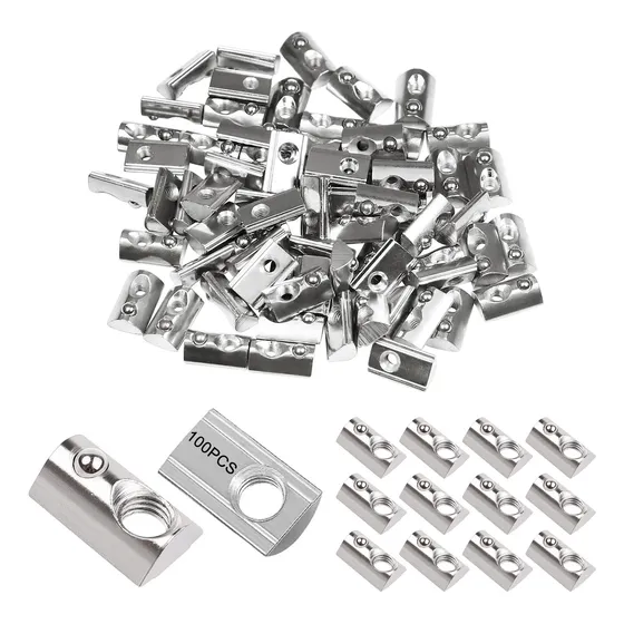 100 Pack Tuercas M6 Con Balín Para Perfil Aluminio Ranura