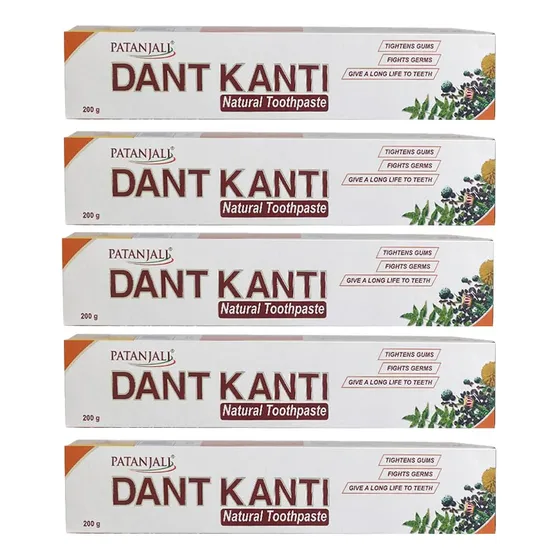 Pasta De Dientes Patanjali Dant Kanti 200 G (paquete De 5)