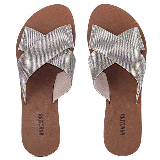 Rasteira Anacapri Brilho Multicolorido Marrom - Feminino Rasteira Anacapri Brilho Multicolorido Marrom - Feminino