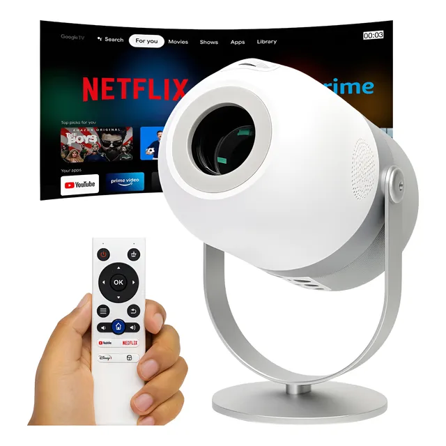 Projetor R1 Smart Tv Android Wifi6 390 Ansi Lumens Bluetooh Branco 127/220v