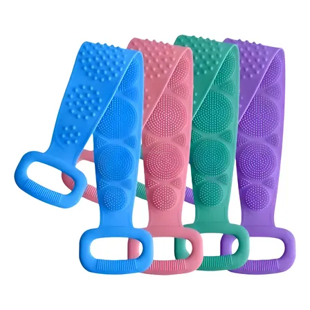 4x Escova Esponja Esfregao Silicone Esfoliante Costas Banho Variado Faixa
