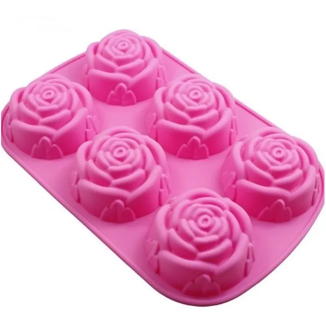 Molde De Silicón Flores Rosas 6 Cavidades Jabones Repostería