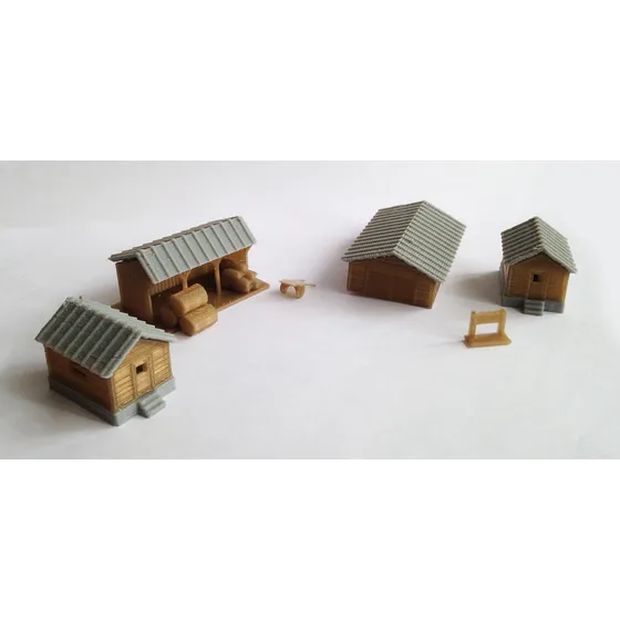 Outland Models Juego Cobertizo Casa Rural Diseño Tren Escala