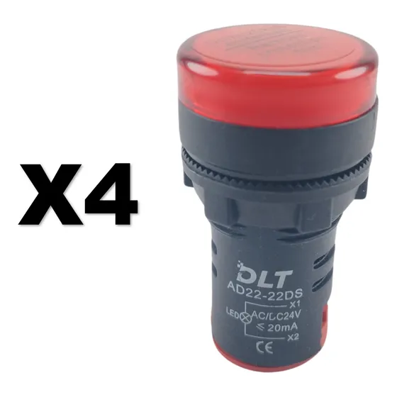 Luz Piloto Rojo De 22mm Led 24 Voltios 