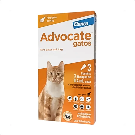 Antipulga Para Gatos Advocate Elanco Até 4kg 3 Pipetas