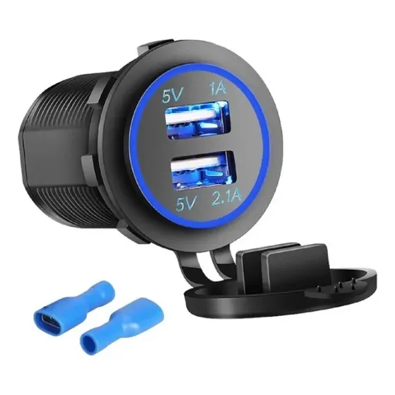 Carregador Anmou 3.1A ( 2.1A + 1.0A ) usb padrão de carro carregamento turbo azul (blue) 3.1a