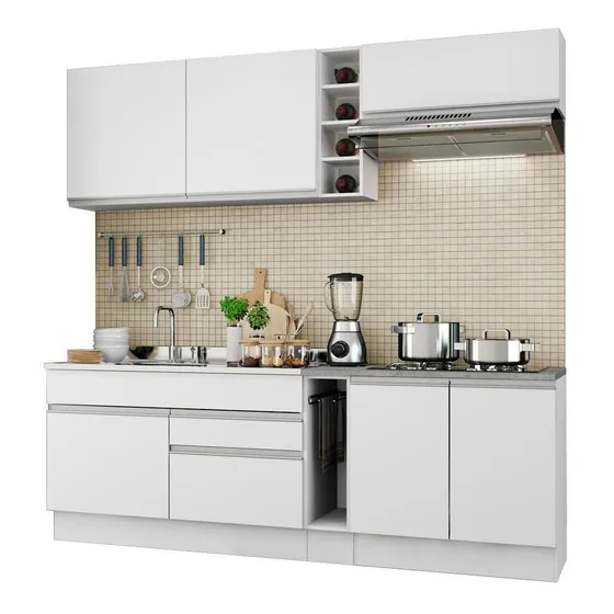 Cocina completa con armario y encimera Madesa Parma, color blanco