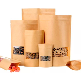 100 Bolsa Stand Up Pouch Kraft Pie Ventana Resellable 100gr 100 Bolsa Stand Up Pouch Kraft Pie Ventana Resellable 100gr