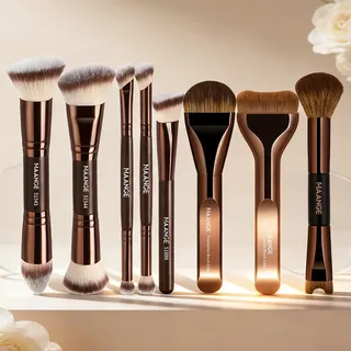 Set 8pzs Brochas De Maquillaje Profesionales Alta Calidad, Brochas Maquillaje,brochas Para Base, Contorno, Ojos Y Polvos, Kit Completo Para Maquillaje Diario Y Profesional Color Marrón