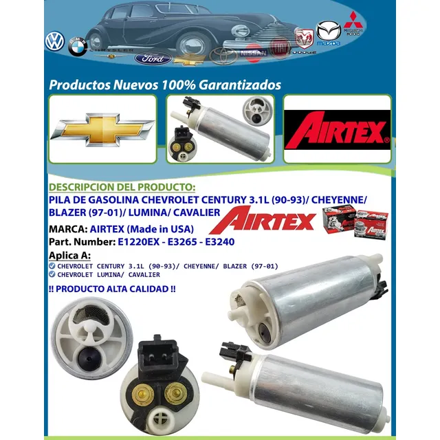 Pila De Gasolina Chevrolet Century 3.1l (90-93) Cheyenne F-i