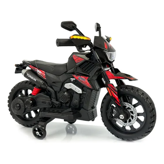 Moto Carro Recargable Electrica Montables Niños Llanta Apoyo Color Negro