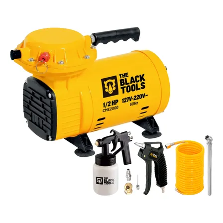 Compressor De Ar Direto 1/2 Hp Bivolt + Kit Pintura Amarelo 127/220v 60hz