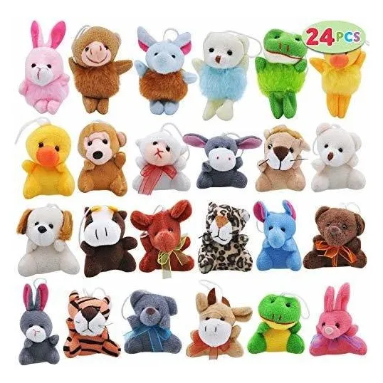 Peluches Pequeños Diseño Animales Con Cordon Colgante 24 Pzs